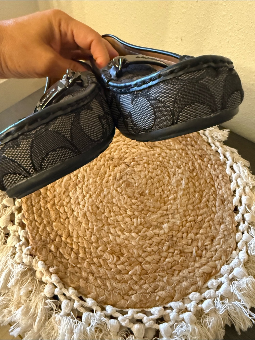 Coach Signature Jacquard Loafers Black Grey Monogram Moccasins Shoes 8.5 - Picture 5 of 17